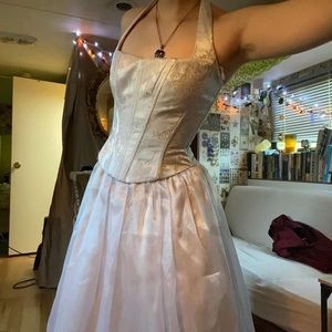 Size 3/4 Early 2000’s blush pink prom dress wedding gown princess y2k fairytale